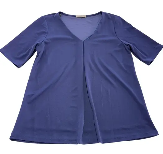 Gilli Shirt Womens Small Purple Short Sleeve V Neck Flare Stretch USA Blue