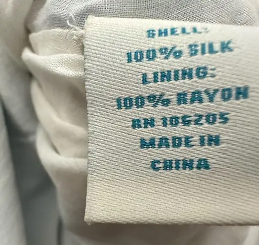 Sundance Catalog Sheer Silk Top Blue White Paisley Print Fully Lined Sz M