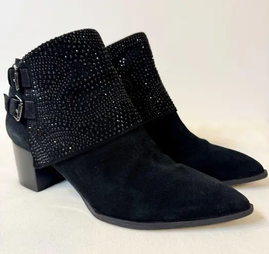 Karl Lagerfeld Paris Asasha Studded Suede Black Booties Size 9