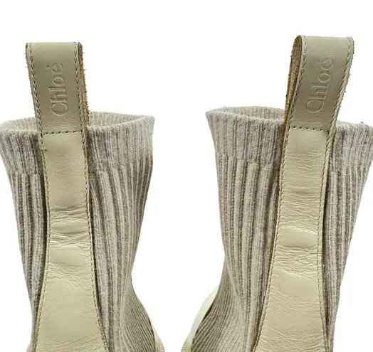 Chloé NEW Chloe Nellie Western Ankle Sock Boots Leather White Size IT41/US11