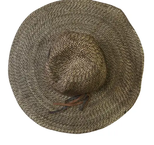 Goorin bros . Shalone Straw Sun Hat Wide Brim Floppy Leather Accent Summer Beach