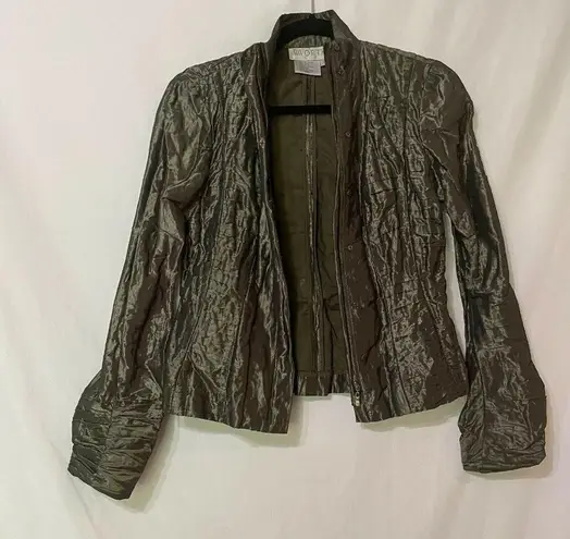 Worth Vintage Grey Long Sleeve Lagenlook Jacket Womens 0 Artsy 1980s Metallic Gray