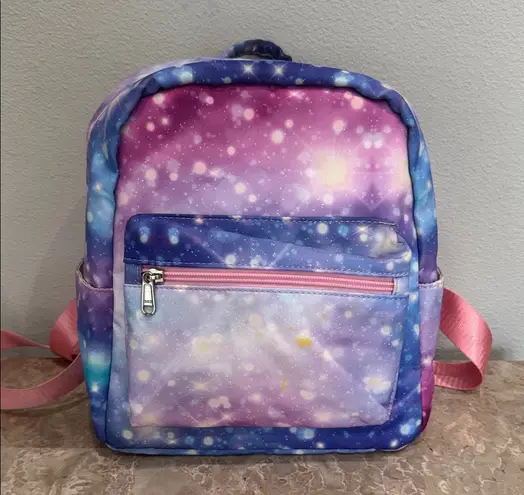 Galaxy Print mini Backpack purple pink with adjustable straps