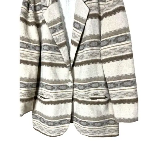 Vintage Casablanca Wool Blend Southwestern Aztec Blazer Coat Size 14 Tan