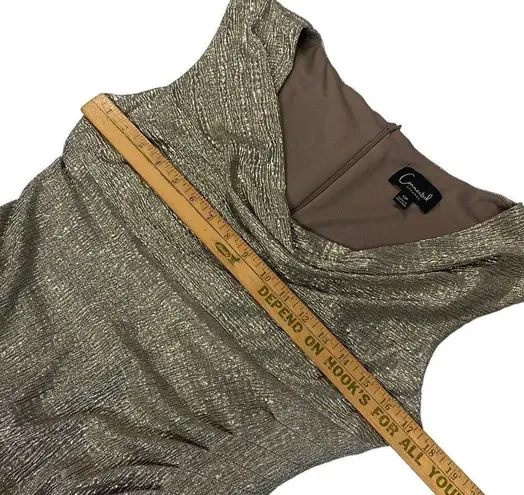 Connected Apparel Womens Brown Metallic Cap Sleeve Maxi Evening Sheath Dress 12P