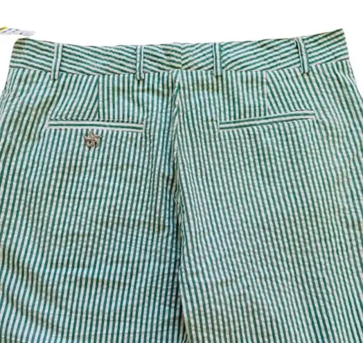 Bermuda Sam Ty  Shorts Green White Stripe Seersucker High Rise Shorts Size 12 NEW