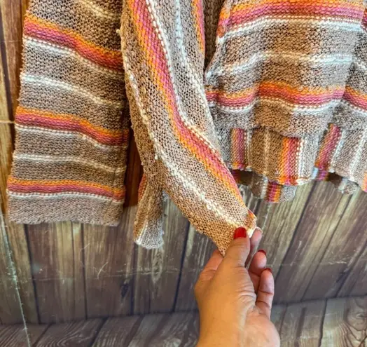 Ripndip Rip Curl Women Striped Knit Hoodie Pullover Kangaroo Pocket Boho Cottagecore M