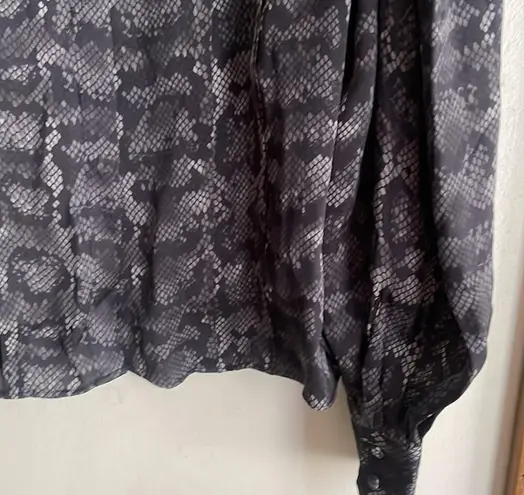 ANINE BING Renee Silk Python Print Blouse in Charcol