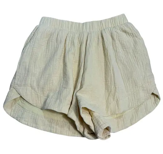 Solei The Label Gauze Shorts Size Medium Butter Yellow Airy Cotton Pull On