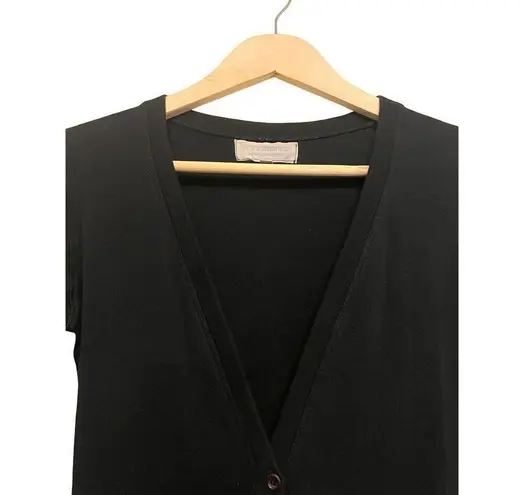 Theodore Beverly Hills Longline Cardigan Women Size Small Black Button Up Jersey