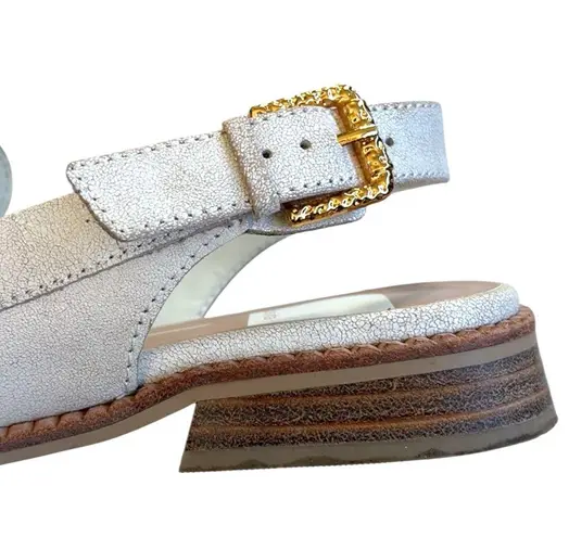 EUC Dolce Vita Leather Hardi Sling Back Loafers Crackled White Size 6