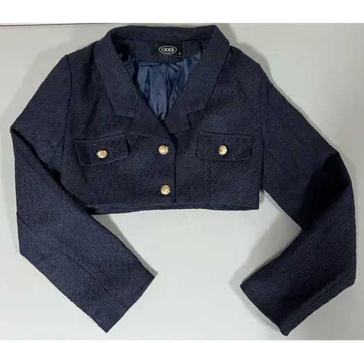 Cider ‘Lady Blue’ Cropped Blazer Jacket Coat Blouse Size S 🧸