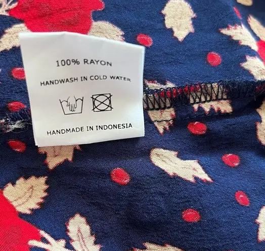 Faithfull the Brand Dress Navy Blue Rose Garden Print Ellie Dress Sz US 6 GUC