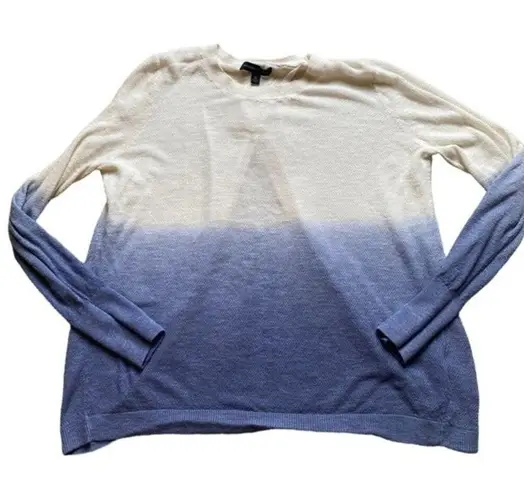 Banana Republic  White and Blue Ombré Split Back Lightweight Sweater