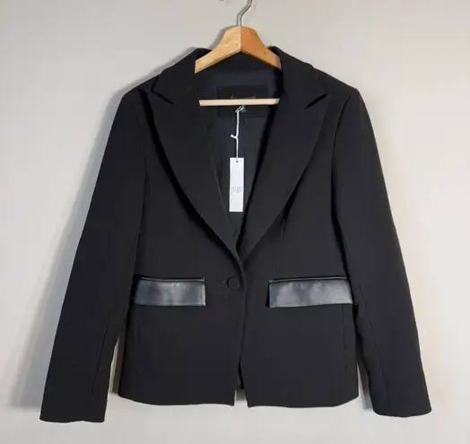 Drew NWT Midas Faux Leather Elbow Patch Blazer Jacket Women's Small Black Career