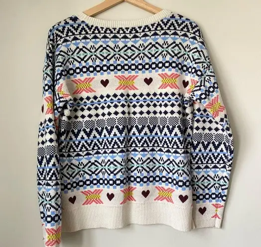 Maison Jules Heart Pullover Knitted Sweater Size Large