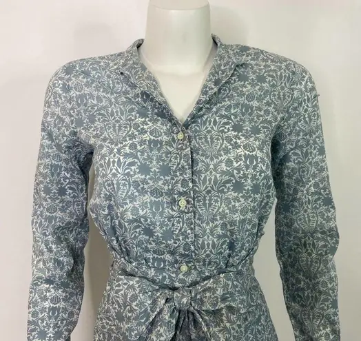 Ann Mashburn Blue Floral Poplin Tie Tunic