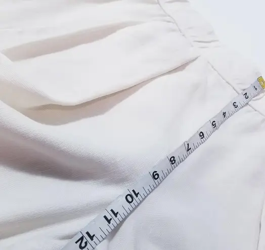 Raquel Allegra Linen Blend White Pleated Crop Pants Pull On High Rise Size 2