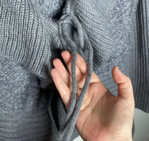 Allison Brittney mixed texture longline ruffle neckline front tie cardigan sz M - Image 6