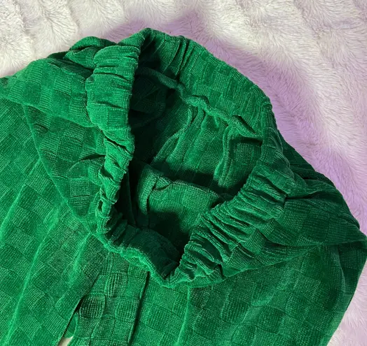 NEW Check Textured Pants Green Size XS
