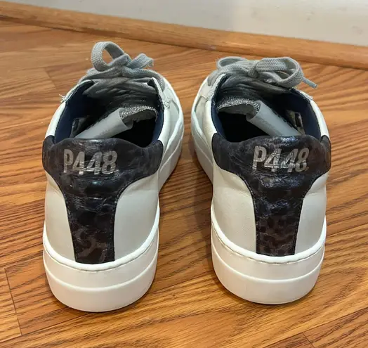 P448 Thea Platform White Sneakers with Silver Bead Detail