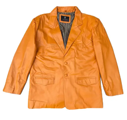 Vintage 90s Orange Parko Lamb Leather Blazer Jacket Size XL