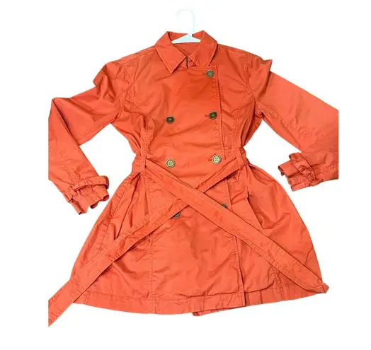 Michael by Michael Kors Orange/Coral Trench Rain Lightweight Coat Sz.Medium GUC Orange