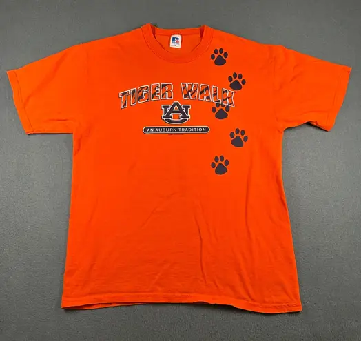 Russell Athletic Vintage Auburn Tigers T-shirt Orange Medium SS Tiger Walk Tee