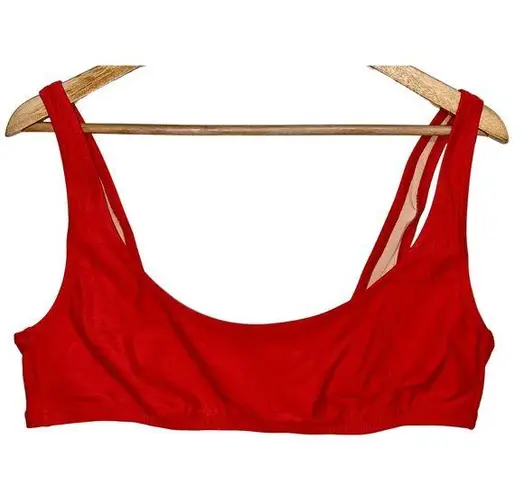 J.Crew NWT  Heritage Scoopneck Bikini Top BX611 Bright Cerise Red Womens Size XL