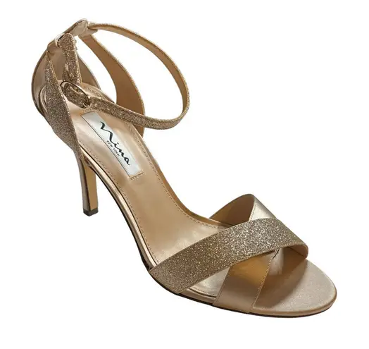 Nina Venus Pearl Rose Heeled Ankle Strap Sandal Size 10 New