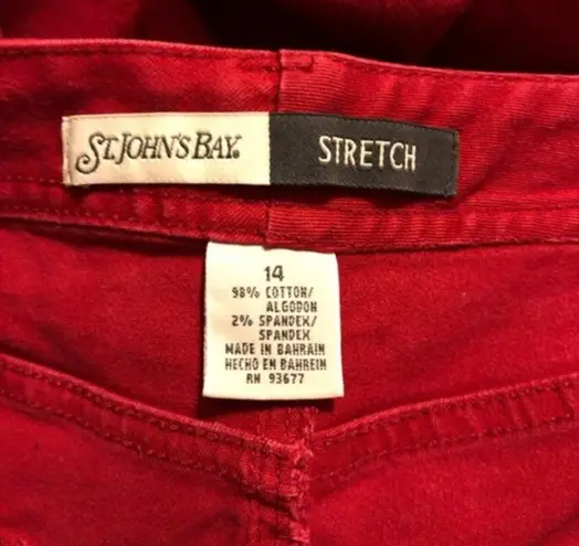 st. john's bay St. John’s Bay Red Capris Pants Size 14 Women's Fashion. Pre-loved‎