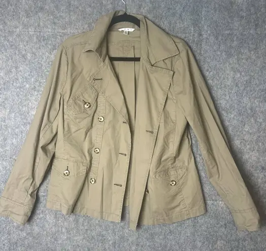 CAbi  Woman‎ Size Large Ripstop double breasted military jacket khaki pockets - Image 1