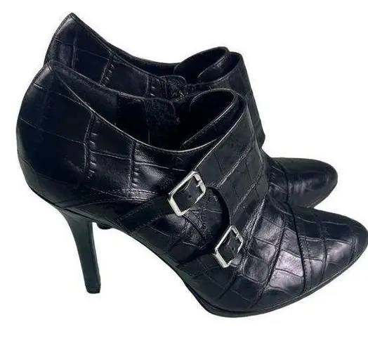 Ralph Lauren Lauren  Latisha Womens Ankle Bootie Size 8b Black Croc Leather