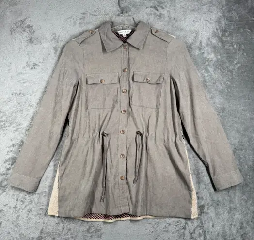 Davi & Dani Utility Jacket Womens M Gray Aztec Southwestern Back Shacket Boho