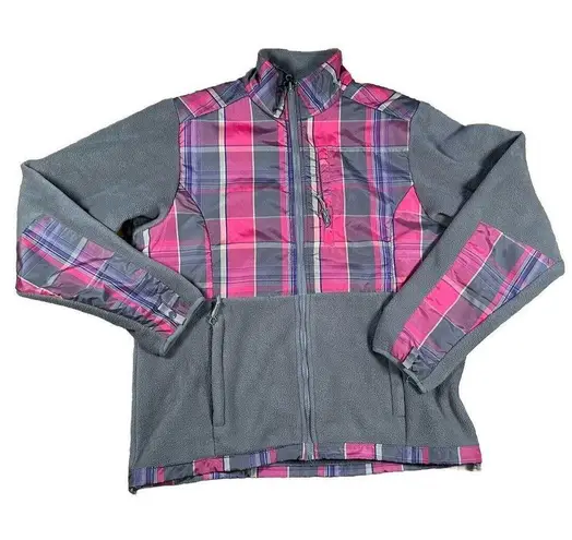 The Mountain Fog Fleece Jacket Womens M Brown/Pink Checkered Brand New NWT