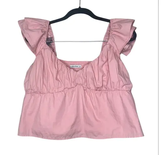 Abercrombie & Fitch  Ruffle Sleeve Poplin Peplum Top 
Size L - Image 1