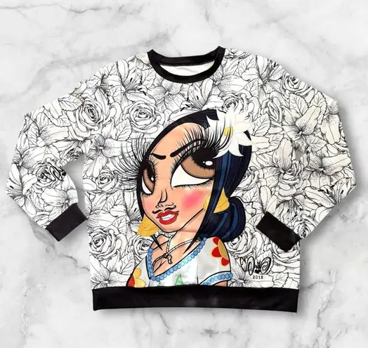 SANDONER 2018 limited edition graphic pullover top, RARE, plus size 2XL/3XL White