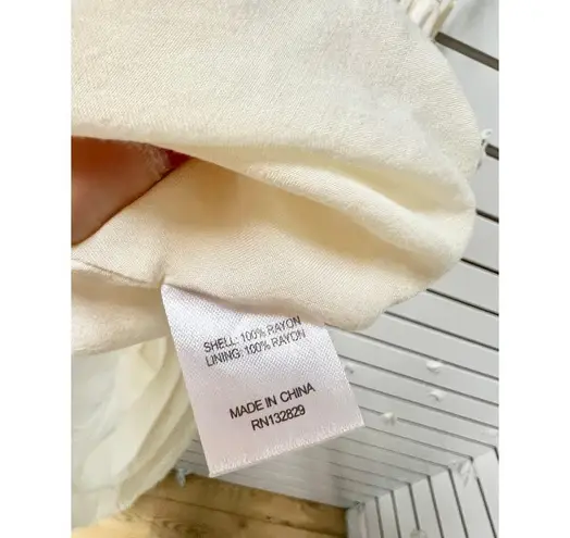 Majorelle Sleeveless Tie Shoulder Pleated Maxi Slip Dress Cream Women's Size M