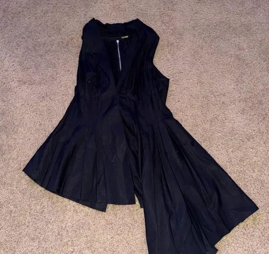 Adam Lippes Black Asymmetrical Fit and Flare Dress