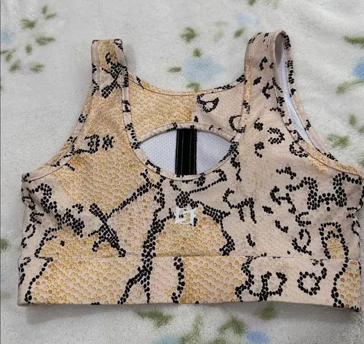 Chic Beige and Black Snake Print Tank Top Size M