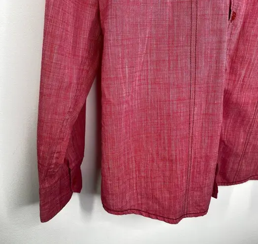 Best In Show Pink Long Sleeve Button Front Shirt Women's Size Large L