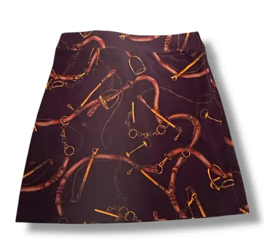 Vintage Y2K Talbots Equestrian Corduroy Mini Skirt Horse Bit Stirrup Print 14 Purple