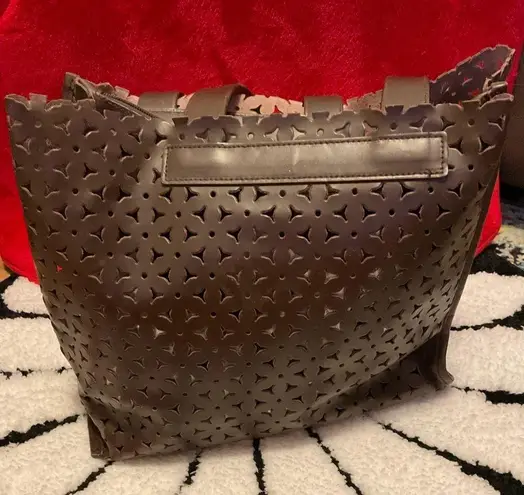 Furla Vintage Classic Brown Leather Perforated Shoulder Handbag