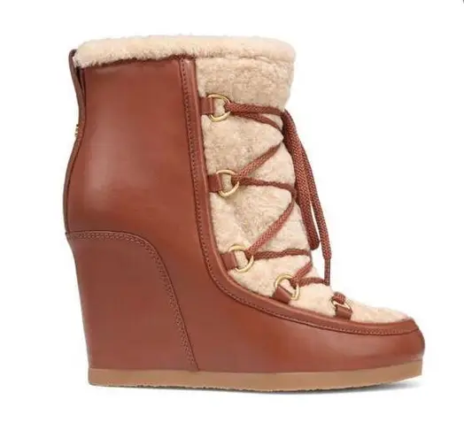 Veronica Beard Elfred Shearling Wedge Booties - Size 7 (new)