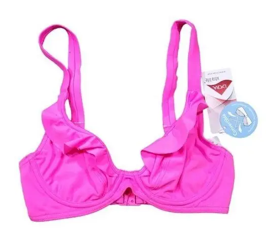 Freya In The Mix Underwire Banded Halter Bikini Swim Top Size 28DD Pink Seamed