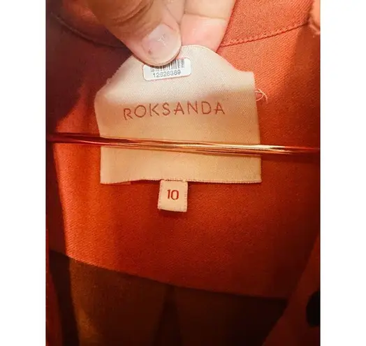 ROKSANDA Burnt Orange Two Tone Colorblock Button Down Wool Blend Shirtdress10 Size 10