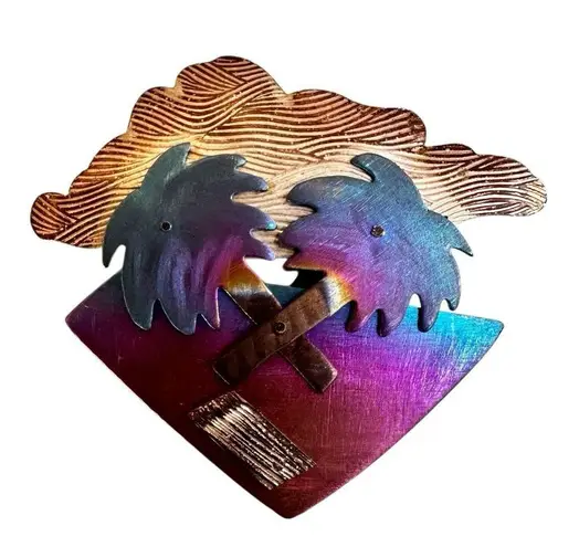 Vintage Artisan Rainbow Metal Palm Tree Brooch – Kinetic Art