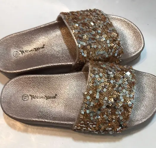 Nature Breeze NWOB 7.5M  Gold Wedges/Slides