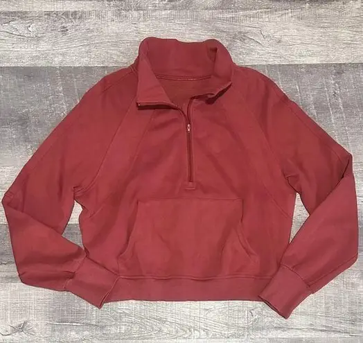 Boutique Stand Collar Half Zip Sweatshirt Women XL Rust Ribbed Thumbhole