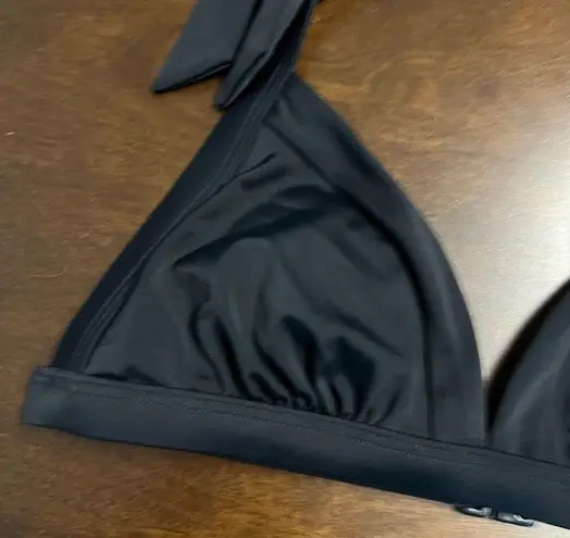 Boden Black Bikini Top Halter Tie Strap Back Clasp Built In Lining US 4